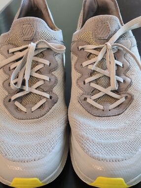 Johnston & Murphy Light Gray Knit Sneakers with Yellow Accents
